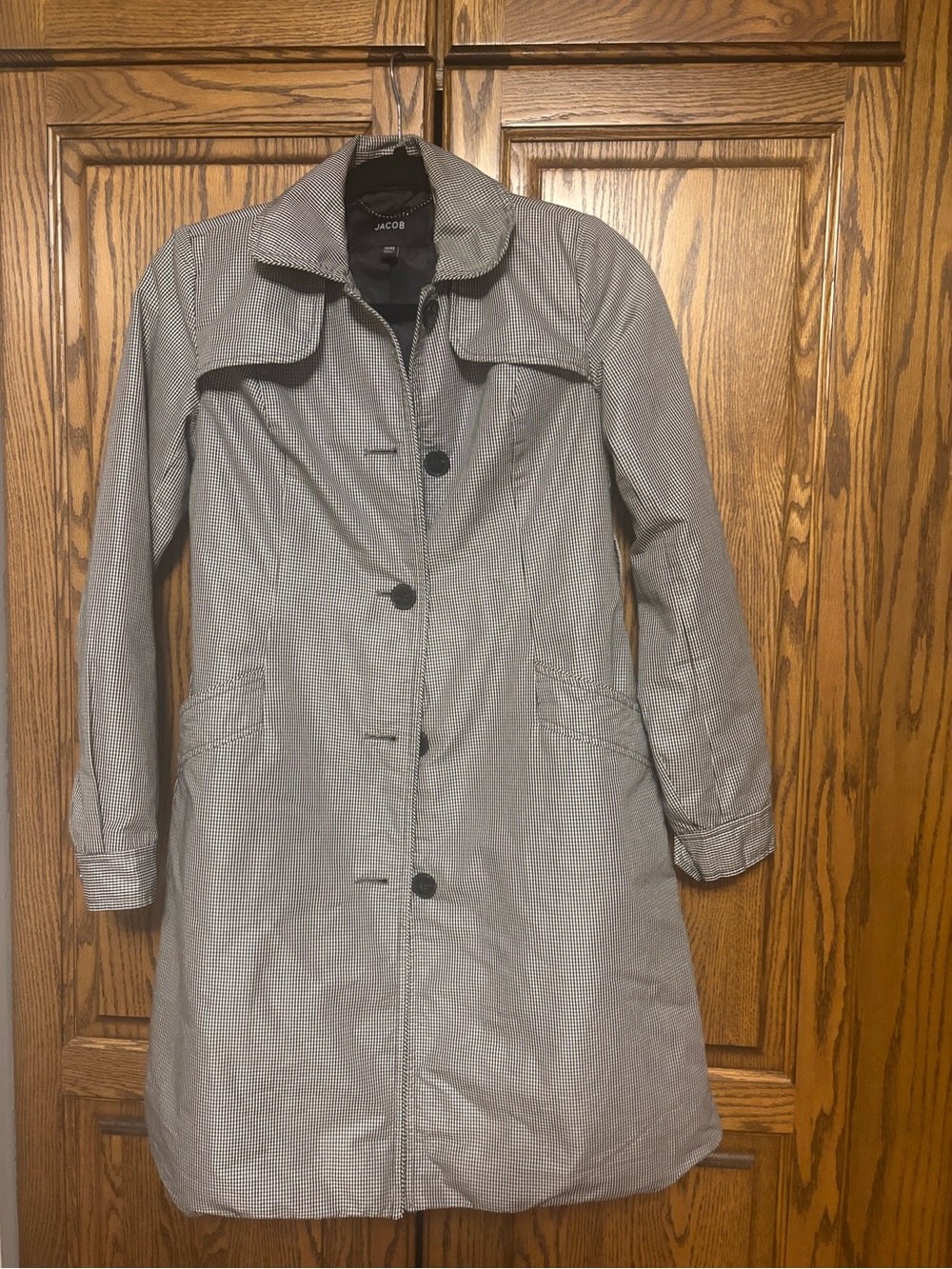 Jacob Black & White Houndstooth Trench Coat xsm